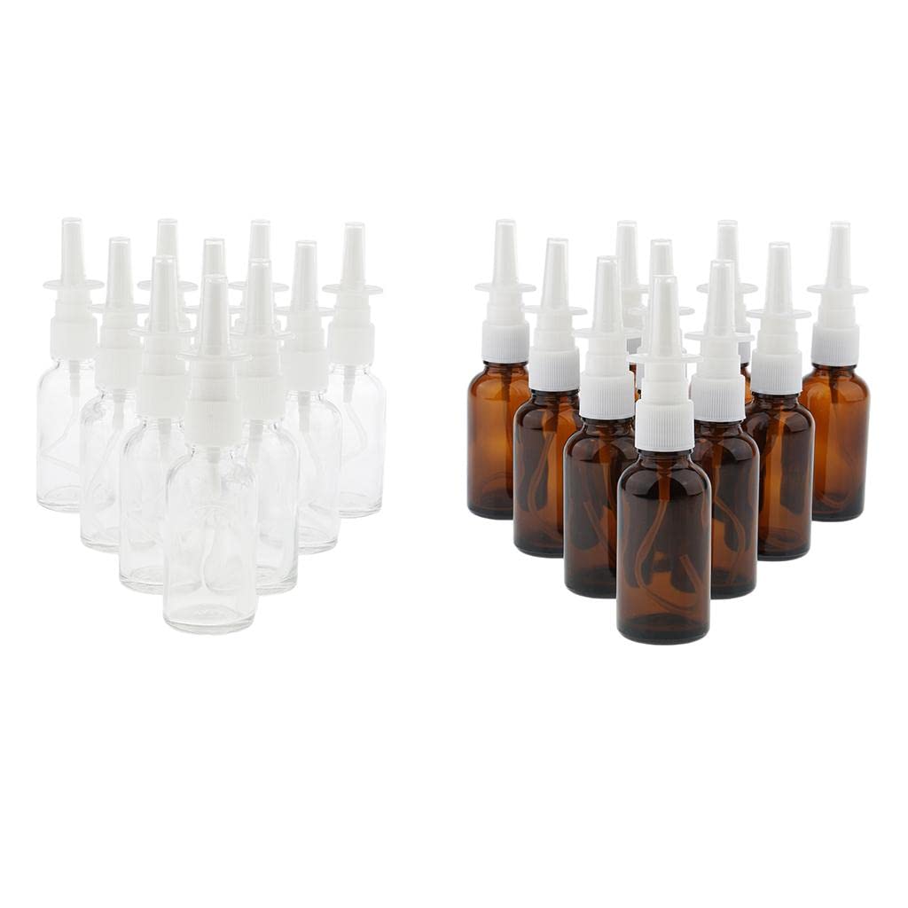 MSiwach 10 Pieces 30ml Empty Glass Nasal Spray Bottle Fine Mist Vials