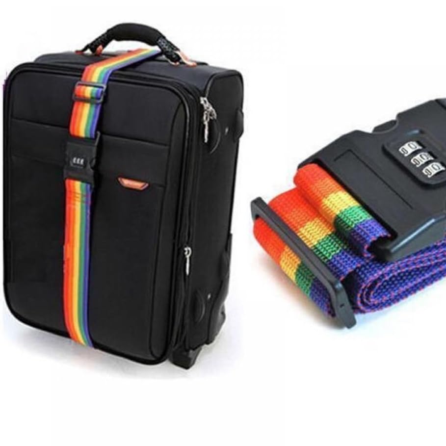 Image of Dayalu Pack of 4 Luggage Strap | Luggage Belt for Suitcase & Trolley Bags | Travel Belt with TSA Passlock Quick Release Adjustable Buckle for Suitcase | Rainbow