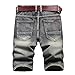 Lavnis Men's Casual Denim Shorts Classic Fit Distressed Summer Fashion Ripped Short Jeans Gray 34