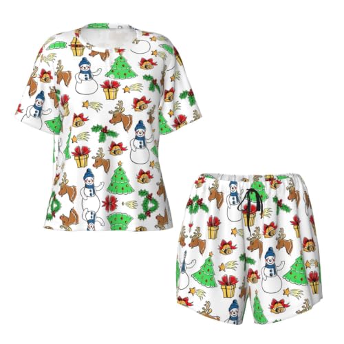 Pijama de mujer de 2 piezas con pantalón estampado conjunto de ropa de dormir Merry Christmas 5