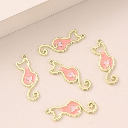 Miniatura 4 de Yukfhgt Dijes de gato esmaltados de colores mixtos, 40 piezas de bonitos dijes de aleación para hacer joyas, collares, pulseras, aretes, accesorios