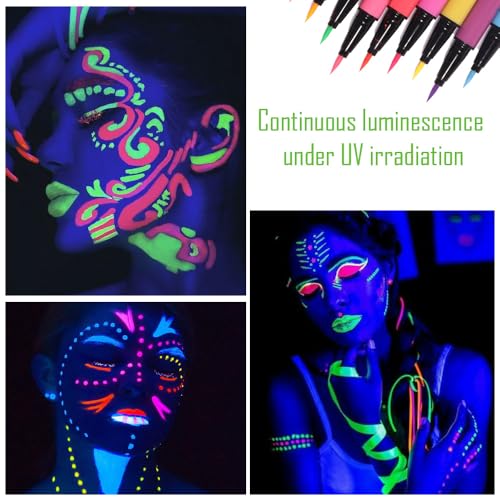 evpct Colorful UV Neon Liquid Eyeliner Pencil Pen, Rainbow Halloween Matte Colored Eyeliners Pencil Glow in Dark, Waterproof Long Lasting Highpigmented Delineador ojos lÃquido de neón 03# dark green - Image 3