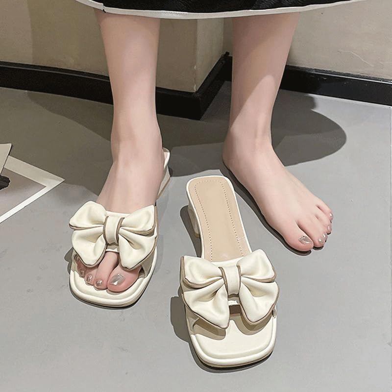 HBJWOV Sandals Trend Hick Heel Half Drag Sandals Square Toe for External Wear2