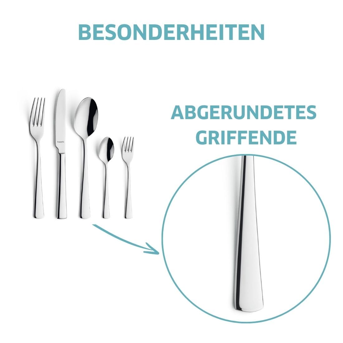 Kuppels Besteck-Set 30-tlg, 6 Personen, Edelstahl, Wellenschliff | Spülmaschinengeeignetes, rostfreies Tafelbesteck in 18/10 Edelstahl Qualität mit elegantem, zeitlosem Design