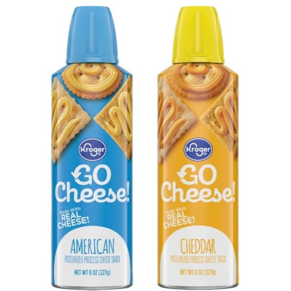 Go Cheese! Spray Cheese, American or Cheddar Flavor, 8 oz Can (Pack of 2)
