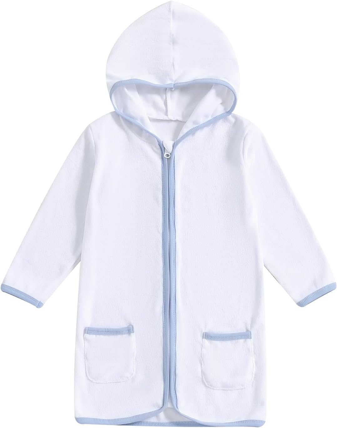 Baby Girls Boys Terry Cloth Swim Cover Up Zip Up Hooded Bathing Suit Coverup Wraps Kid Summer Pool Beach Swimsuit