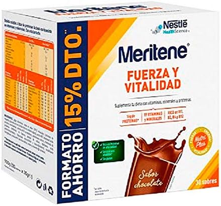 MERITENE FUERZA Y VITALIDAD DUPLO SABOR CHOCOLATE (30 SOBRES)