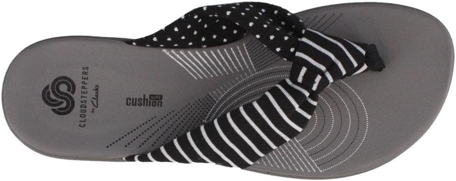 Clarks Women's Arla Glison Flip Flop 9 Black Printed Fabric