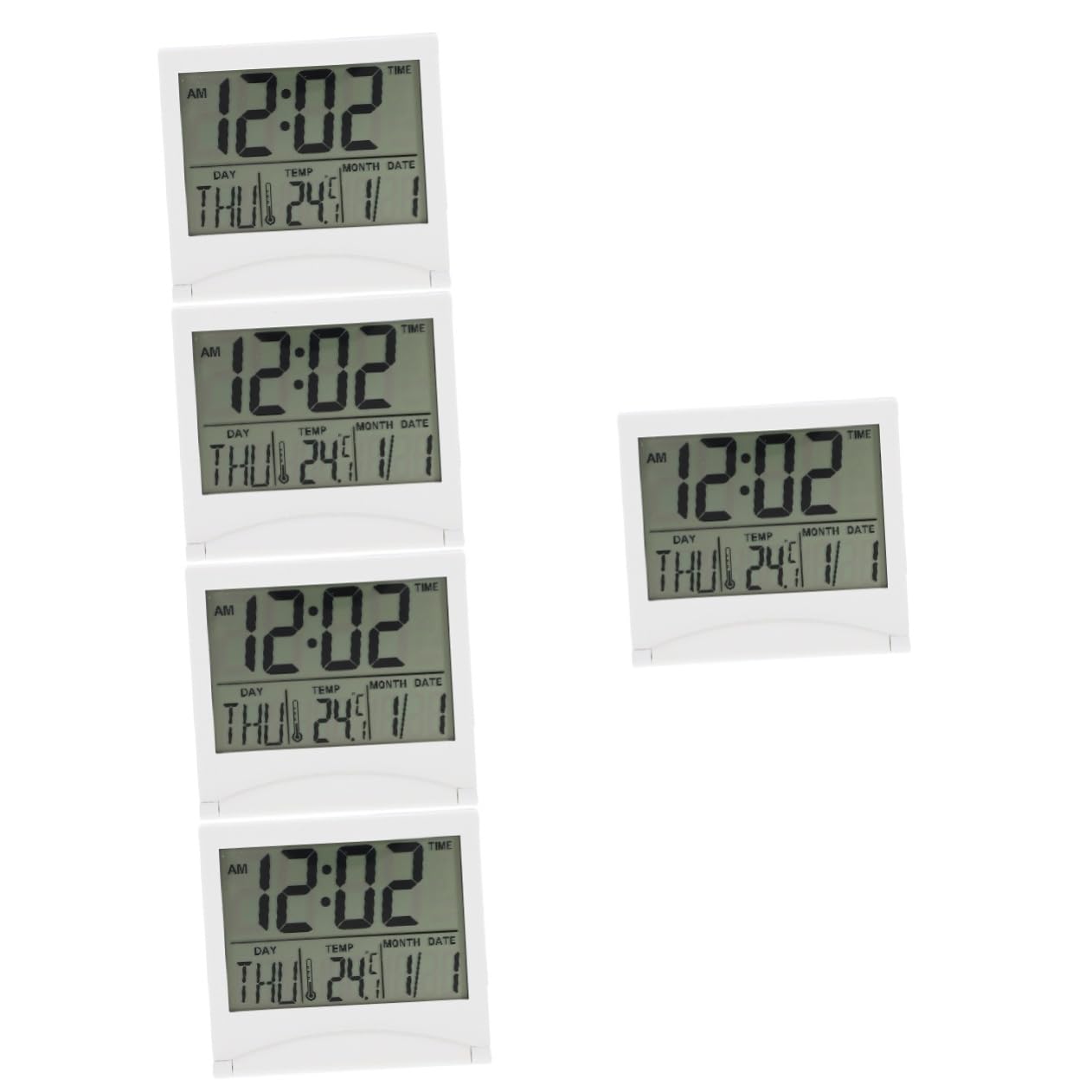 STOBAZA 5 Stück Desktop Alarm Clock Faltbare Elektronische Uhr Multifunktionsuhr mit Kalender und Temperaturanzeige für Schlafzimmer Leicht zu Transportieren