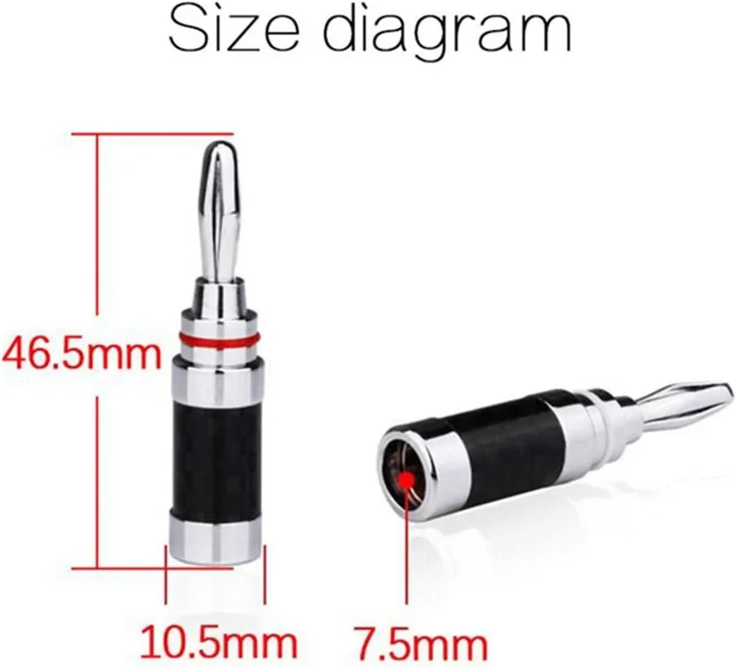 1pcs Banana Audio Connector Consumer Electronics Bananas Conector Rhodium Plated Carbon Fiber Screw Press Speaker Terminal(4pcs,Silver)
