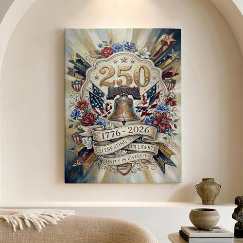 Impresión en lienzo de la Campana de la Libertad, cuadro decorativo azul y rojo