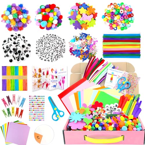 2000 PCS Lavoretti Creativi per Bambini Tutto-in-1 Kit Artigianali con Scovolini Giochi Creativi Scatola Lavoretti Bambini DIY Forniture Scuola Giocattoli Regalo per Ragazzo Ragazza 4-12, Rosa