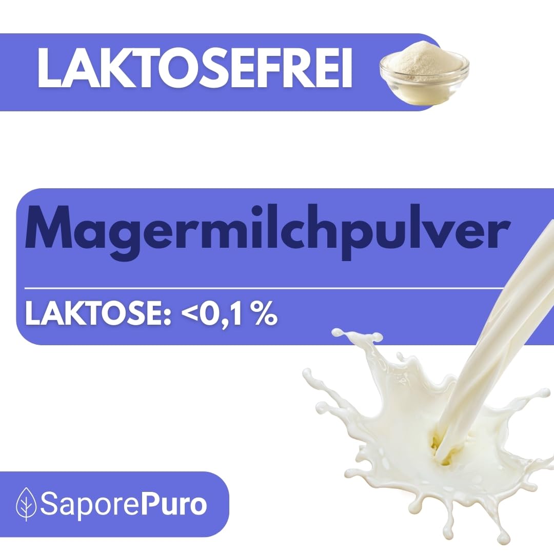 SaporePuro Laktosefreies Magermilchpulver 1 kg | Hohe Löslichkeit | Ideal für Backwaren, Brot und Speiseeis | Professionelle und industrielle Verwendung | Laktosefrei | Glutenfrei