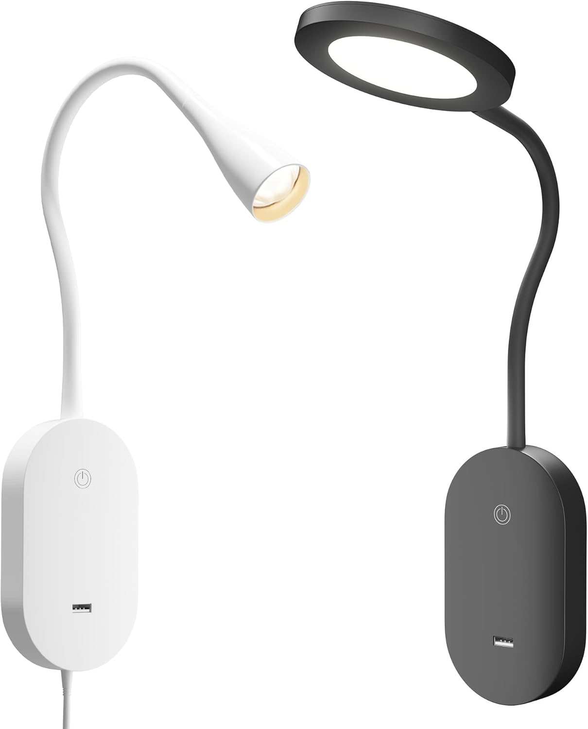 deeloop Eye-Care Wall Mounted Reading Light Set | Black & White Book Reading Light Bundle