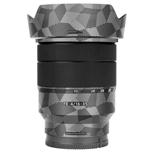 Kiorafoto Anti-Scratch Anti-Wear Camera Lens Skin Protection Film for Sony Vario-Tessar T FE 16-35mm f/4 ZA OSS Lens Camera Lens Protection Decorative Stickers - Light Gray Geometric