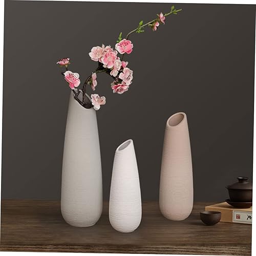 Miniatura 5 de Happyyami Jarrón oblicuo de cerámica para decoración de boda, jarrón de flores secas, jarrón rústico moderno, florero de cerámica, decoración de
