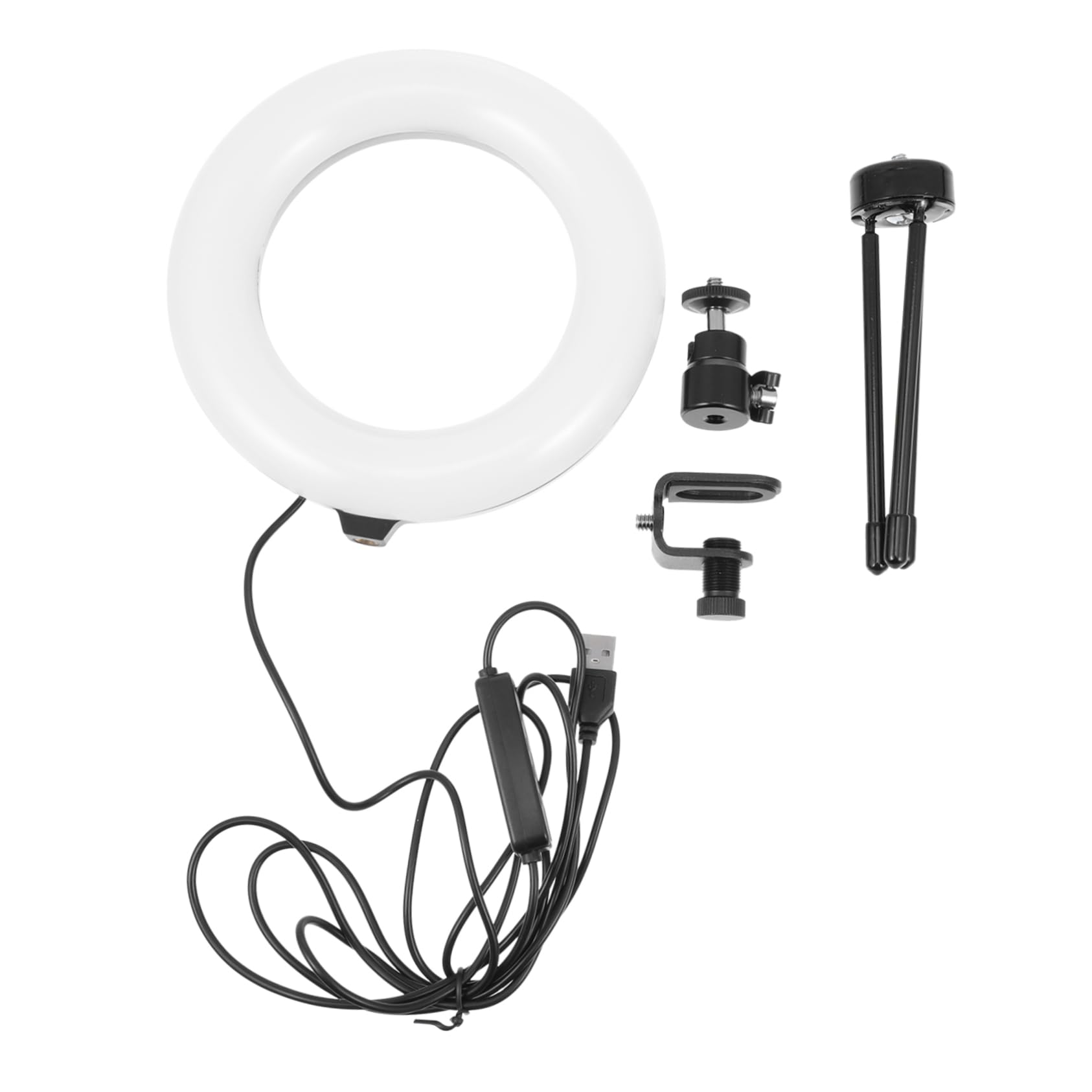 MERRYHAPY 6 Selfie Light Ring Live Streaming Led Fill Light Clip-on Tripod Computer Lamp Abs Material 360° Adjustment Practical for Vloggers