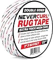 NeverCurl Double Sided Extra Thick Rug Tape with Mesh Fabric - 2" by 60 Feet Roll - Anti Slip Non Skid Gripper Tape For Rugs, Mats, Pads, Runners - Indoors Work on Any Floor - Hardwood Tiles Laminates