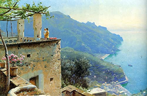 Tableau poster littoral de Ravello impression sur toile grand format pour deco salon 60x90cm