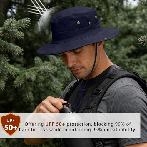 Image of Sun Hats for Men Women Boonie Hat Foldable Fishing Hat UPF 50+ Bucket Hat for Fishing Hiking Garden Safari Beach