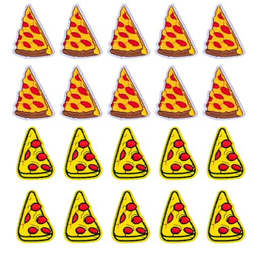 20PCS Pizza Iron on Patches, Pizza Embroidered Applique Patch, Food Themed Iron on Sew on Emblem, Creative Embroidery Patches for Clothes Backpacks Jeans Jacket Hats Bags DIY Sewing Craft Decoration