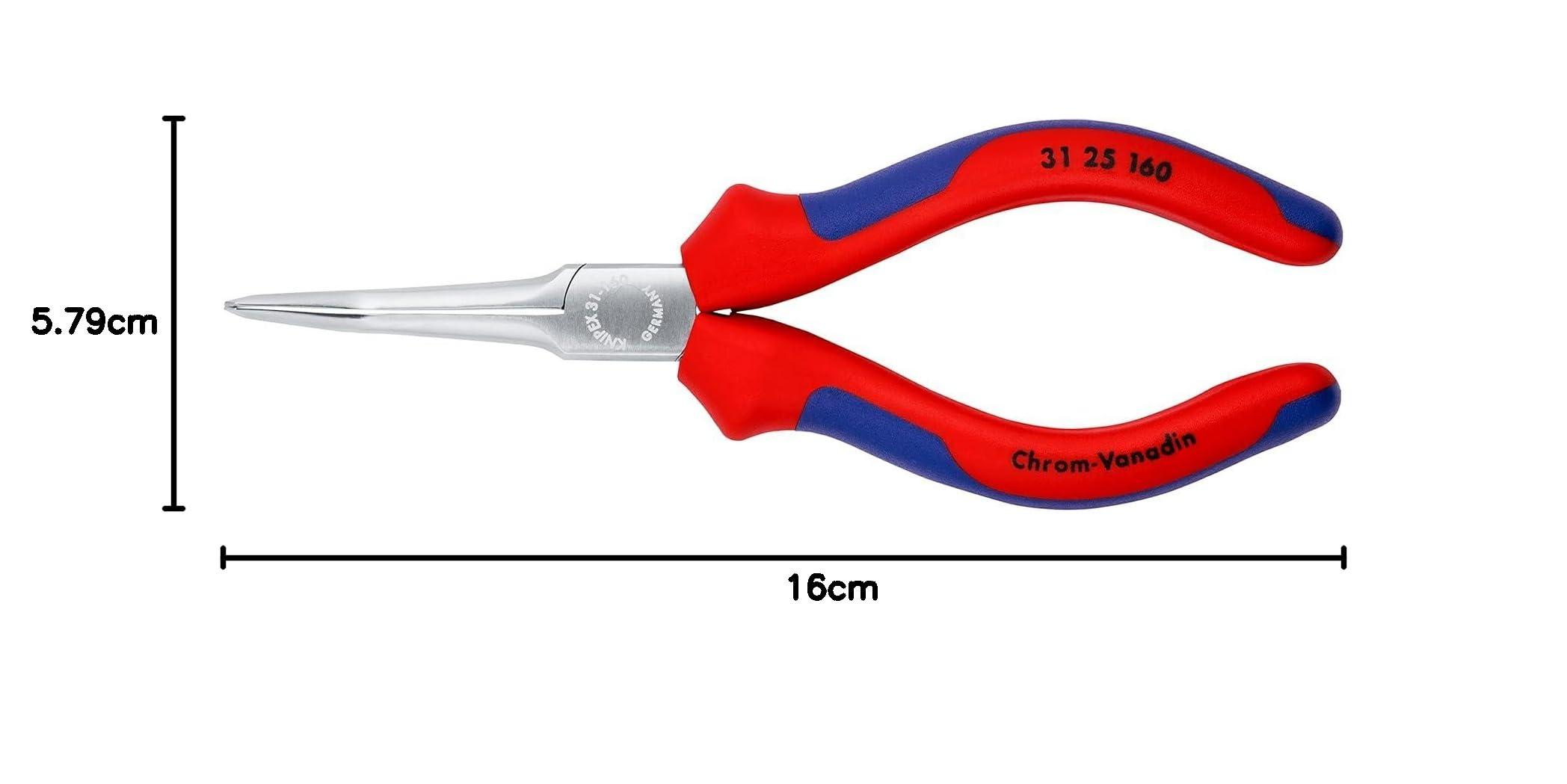 KNIPEX Szczypce chwytające (szczypce chwytające wydłużone) chromowany z osłonkami wielokomponentowymi 160 mm, 31 25 160
