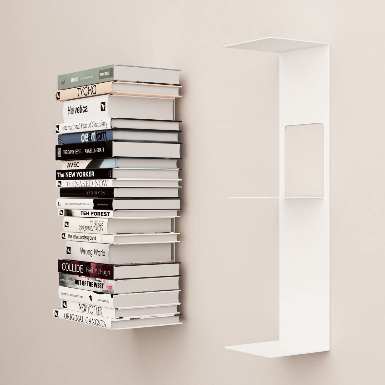 KION HOME | Estante Metálico Vertical Flotante de Pared | Ideal para organización de Libros y decoración | Acero Lacado al Horno | Fabricado en España (White)