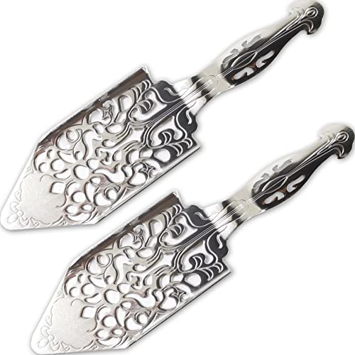 Nsbell 2Pcs Stainless Steel Absinthe Spoons Vintage Wormwood Cocktail Bar Glass Cup Drinking Filter Hollowed Out Absinthe Fountain Spoon Dripper (2)