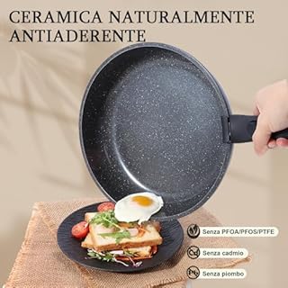 GiPP Set di Pentole e Padelle Ceramiche Antiaderenti 5 Pezzi con Manico Amovibile - Cucina Sana per Camper, Senza Tossine, Compatibile Induzione Forno Lavastoviglie