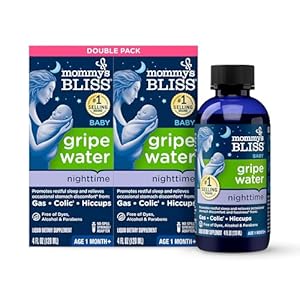 Mommy’s Bliss Gripe Water Night Time, Relieves Stomach Discomfort From Gas, Colic, Fussiness, & Hiccups, Gentle & Safe, For Infants Age 1 Month+, 4 Fl Oz (Pack of 2)