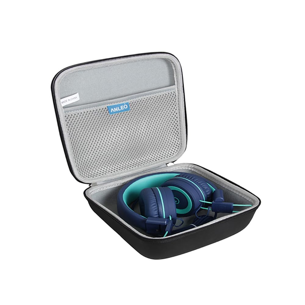 AnleoHard Travel Case for noot Products K11/Elecder i37/POWMEE M1/POWMEE M2/Mpow CH8/iRAG J01/noot Products K22/NIVAVA K8/noot Products K33/iClever/Sonitum Kids Headphones(Only Case) (Black)
