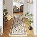 Rugcomf Vintage Paisley Kitchen Runner Rug 2'x6' - Machine Washable, Non-Slip Low Pile Floral Carpet for Laundry, Bedroom, Bathroom - Beige