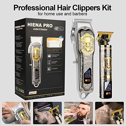 Image of HIENA PRO Professional Hair Clippers Cordless Rechargeable Hair Clipper with LED Display (Black LCD) for Men