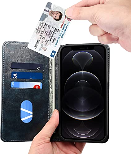 Funda protectora iPhone 14 Pro azul con tarjetero y cierre magnético 3