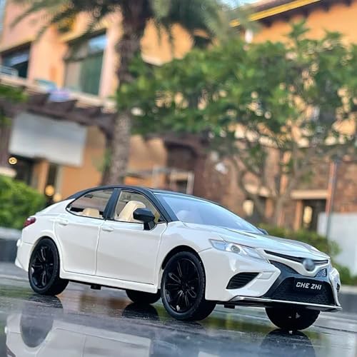 Image of 1:24 Scale Toyo Camry Toy Car for Kids Die Cast Metal Cars Diecast Toy Car Light Sound Pullback Openable Door, White