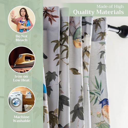 Image of Maison d' Hermine Curtains for Living Room 100% Cotton 50 inchx96 inch (Pack of 1) | 96 inches long Light Filtering Curtains for Windows Bedroom with Rod and Loop Pockets - Hokuzai - Grey
