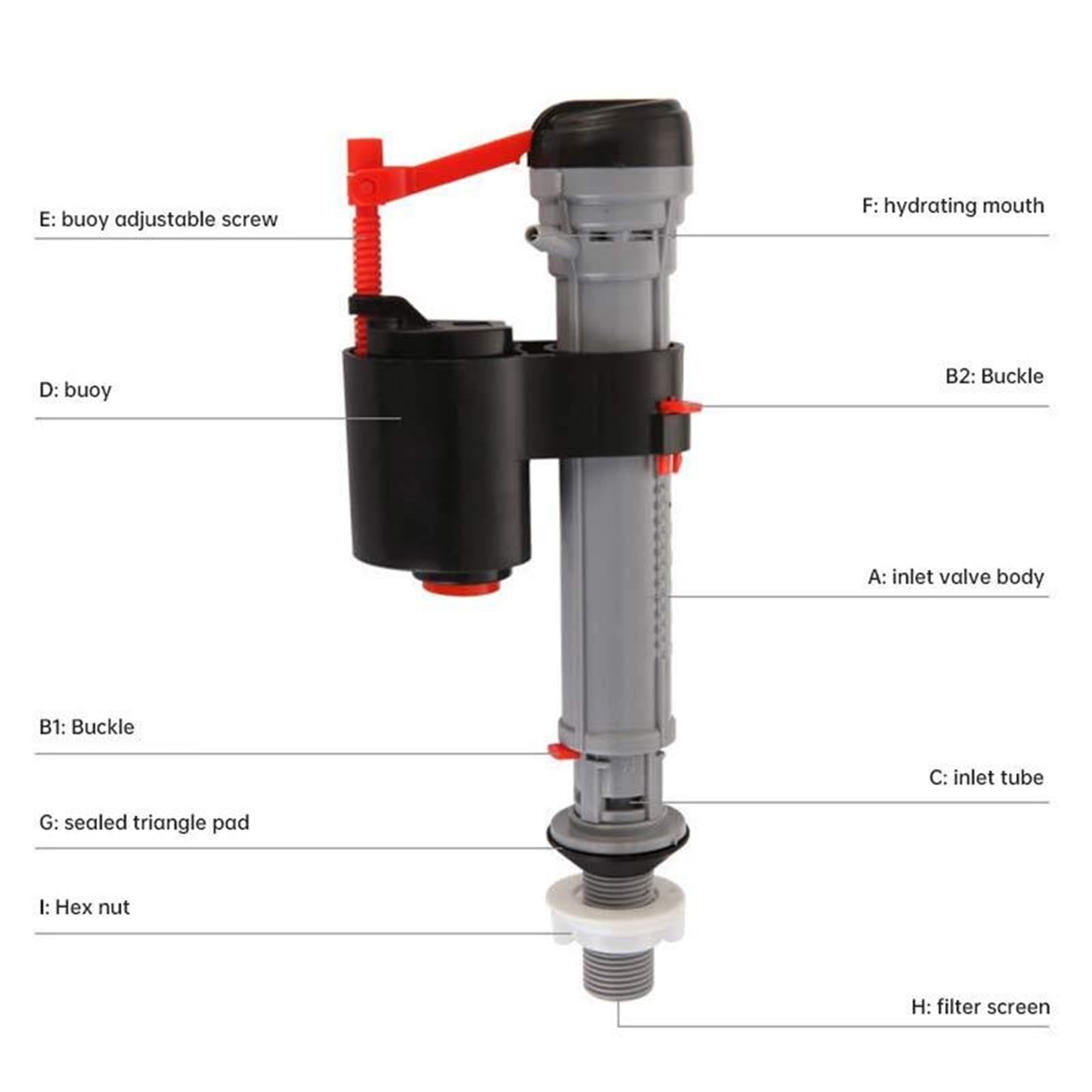 Válvula de descarga para cisterna de WC 20CM To 28CM Toilets Filling Valves Water Tank Repair Fittings Kit Original Cistern Dual Flush Valve with Push Button(20cm)