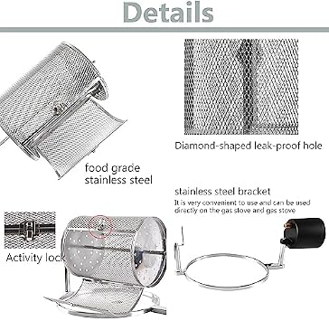 Peanut Bean Roasting Machine, Electric Coffee Roaster,with Adjustable Speed,for Baking Chestnut, Grain (600g)