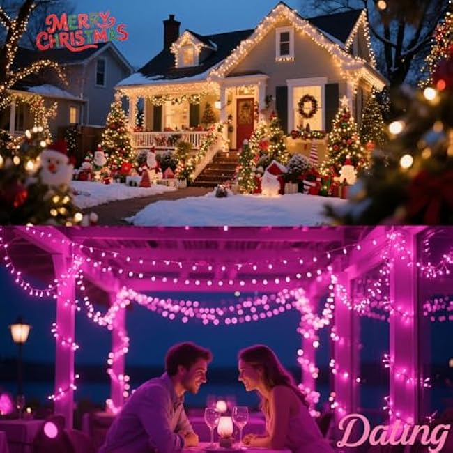 2 Pack Battery Powered String Lights, Total 66.6 FT 200 LED Christmas String Lights Indoor Outdoor Decoration, Twinkle Fairy Light for Classroom Dorm Bedroom Xmas Tree Party Decor, Warm White
