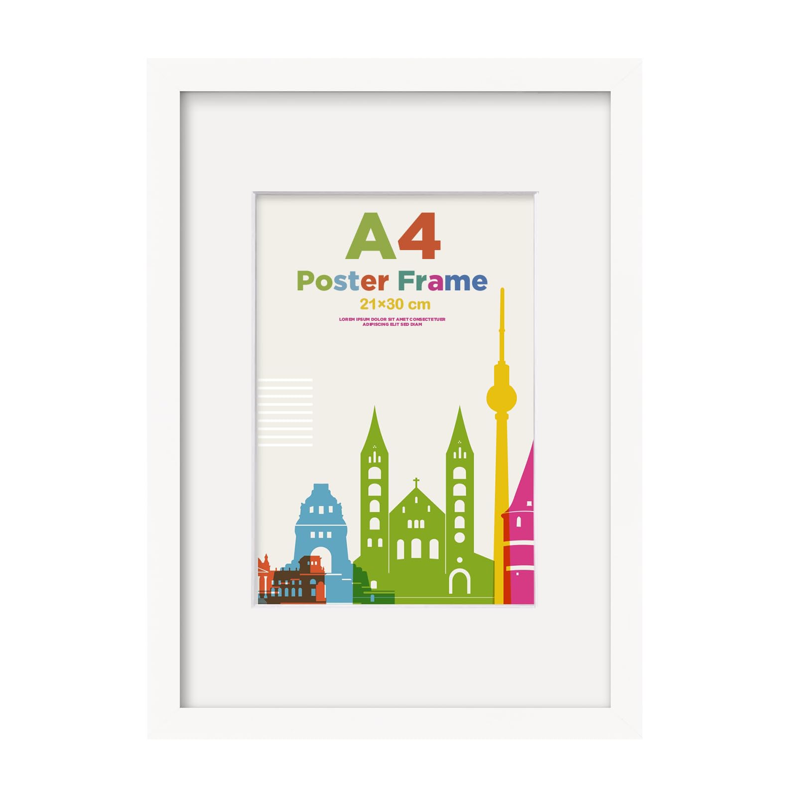Egofine Ramka na zdjęcia A4 biała, 21 x 30 cm, ze szkłem akrylowym, ramka na zdjęcia A4 (21 x 29,8 cm) na zdjęcia o wymiarach 14 x 19 cm, certyfikaty i zdjęcia, montaż na stole i ścianie, format