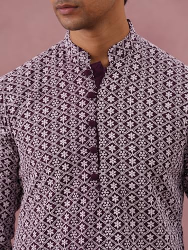 Image of Jompers Floral Embroidered Kurta With Churidar (Purple, L)