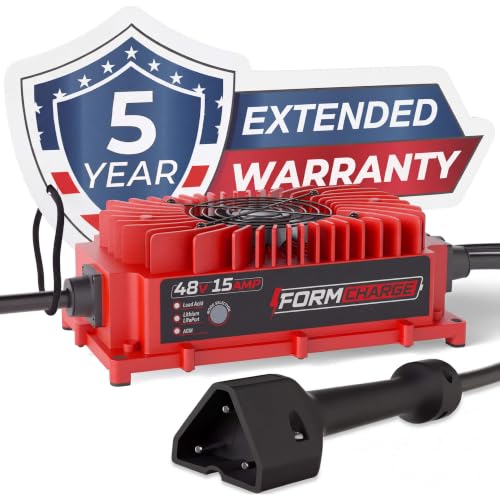 FORM 48 Volt Golf Cart Battery Charger for EZGO RXV & TXT Golf Carts - 48V 15AMP Lead Acid Battery Charger