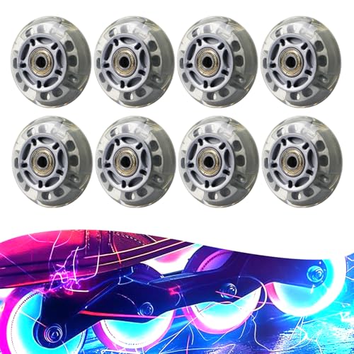 Porfoyo 8pcs Ruedas Roller 72mm Ruedas De Rodillo, Ruedas De Patines De Ruedas De Repuesto Rou De Skate En Línea Para Patinaje, Monopatín Plata Transparente