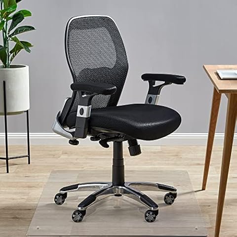 KIAYACI Glass Chair Mat for Carpet or Hard Floor Tempered Glass Glass Table Top Table Mat Square 36" x 36", 1/5 inch Thick, Transparent Cover