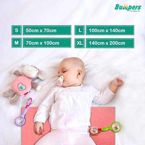 Image of Bumpers Waterproof Quick Dry Sheet for Baby|Bed Pad Extra Absorbent Washable Matress Protector|Baby Bed Protector Sheet for Toddler Children & Adult Double Bed, King Size (XXL, 260x200cm, Salmon Rose)