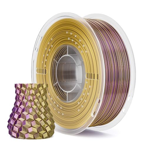 Image of ELEGOO Silk PLA Filament 1.75mm Dual Color Yellow Purple 1KG, Shiny 3D Printer Filament Dimensional Accuracy + /- 0.05mm, 1kg Spool(2.2lbs) Fits for Most FDM 3D Printers
