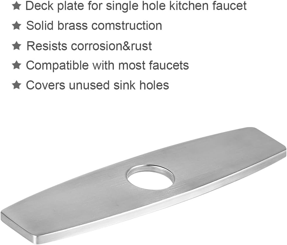 10” Kitchen Sink Hole Cover Deck Plate, Square Stainless Steel Faucet Cover Plate Escutcheon For Kitchen Bathroom Sink Cover