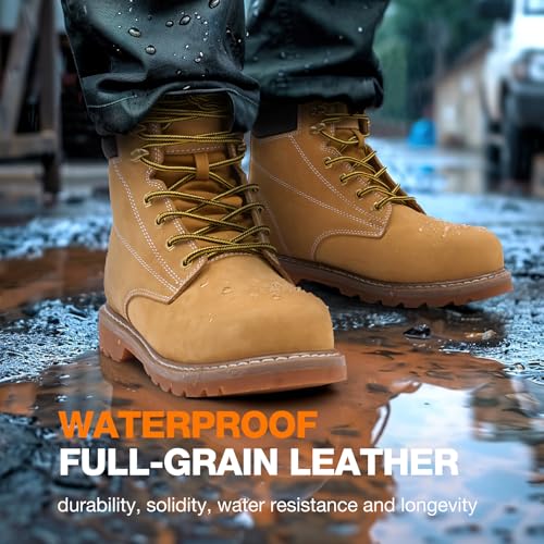 Image of NINGO Waterproof Soft Toe Work Boots for Men, EH Rated, Slip Resistant | Mens Safety Work Shoes, Comfortable Full-Grain Leather, Oil Resistant, for Construction Industrial Warehouse Outdoor