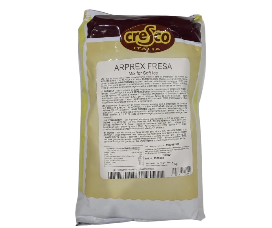 Arprex Fresa 1Kg - Mix en Polvo Sbaor Fresa para Preparación de Helados - Preparado para Helado de Fresa