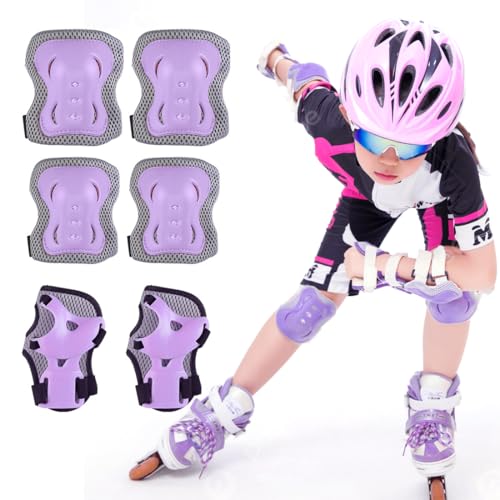 HAMKU 6 Pezzi protezioni skateboard bambini pattini in linea per skateboard protettiva pattini in linea protezioni bambini ginocchiere, gomitiere protezioni set, protezioni pattini bambina